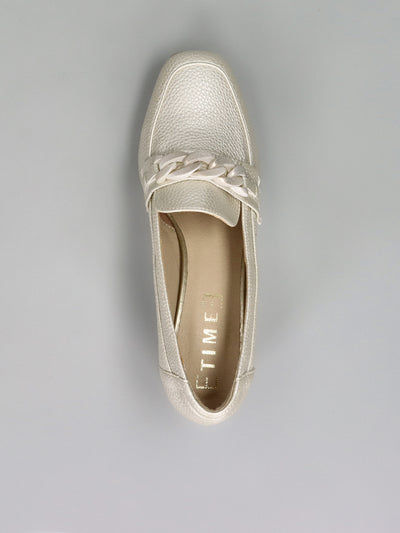 LEATHER LOW SHOES - BEIGE