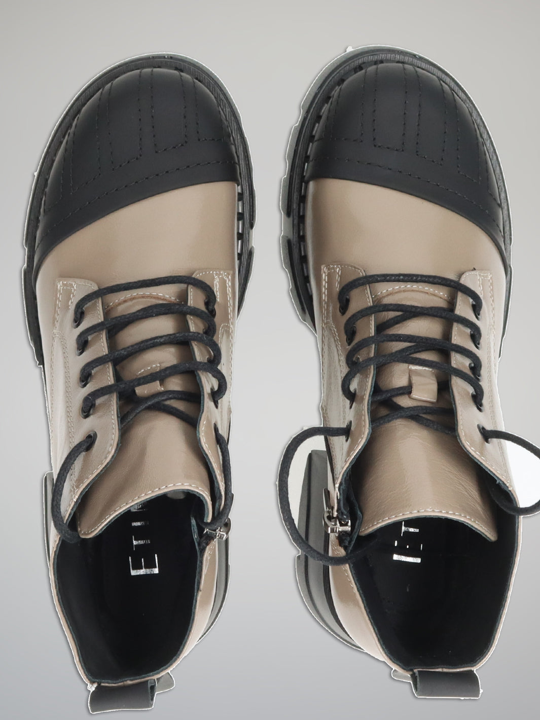 LEATHER ANKLE BOOTS - BEIGE