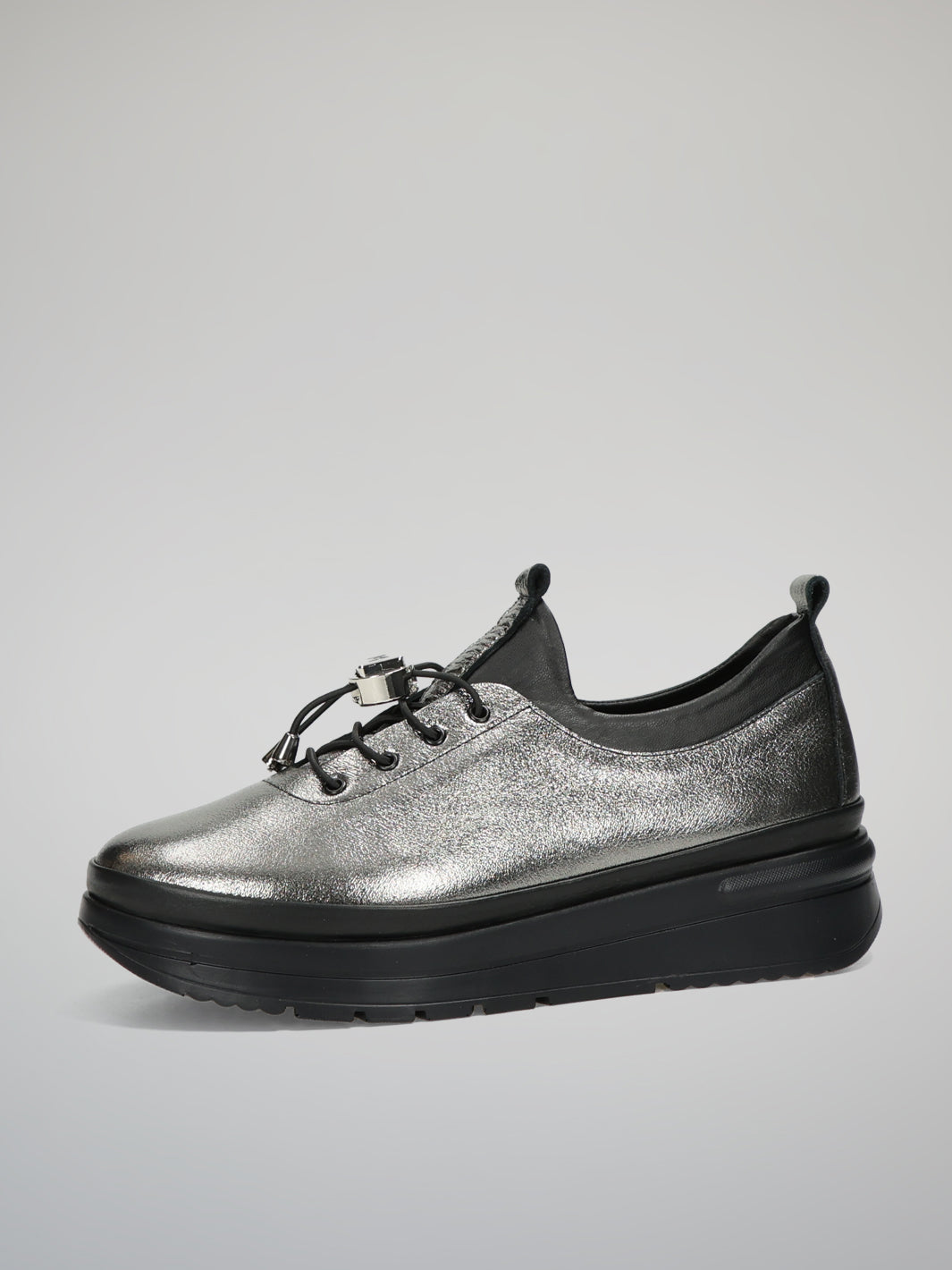 LEATHER LOW SHOES - METALLIC