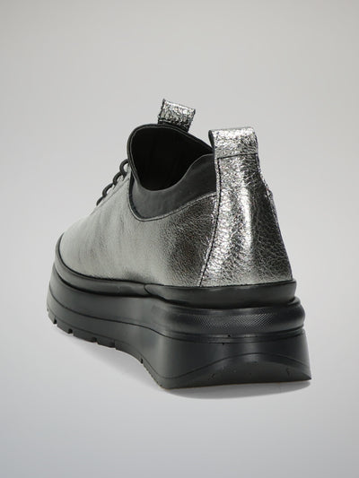 LEATHER LOW SHOES - METALLIC