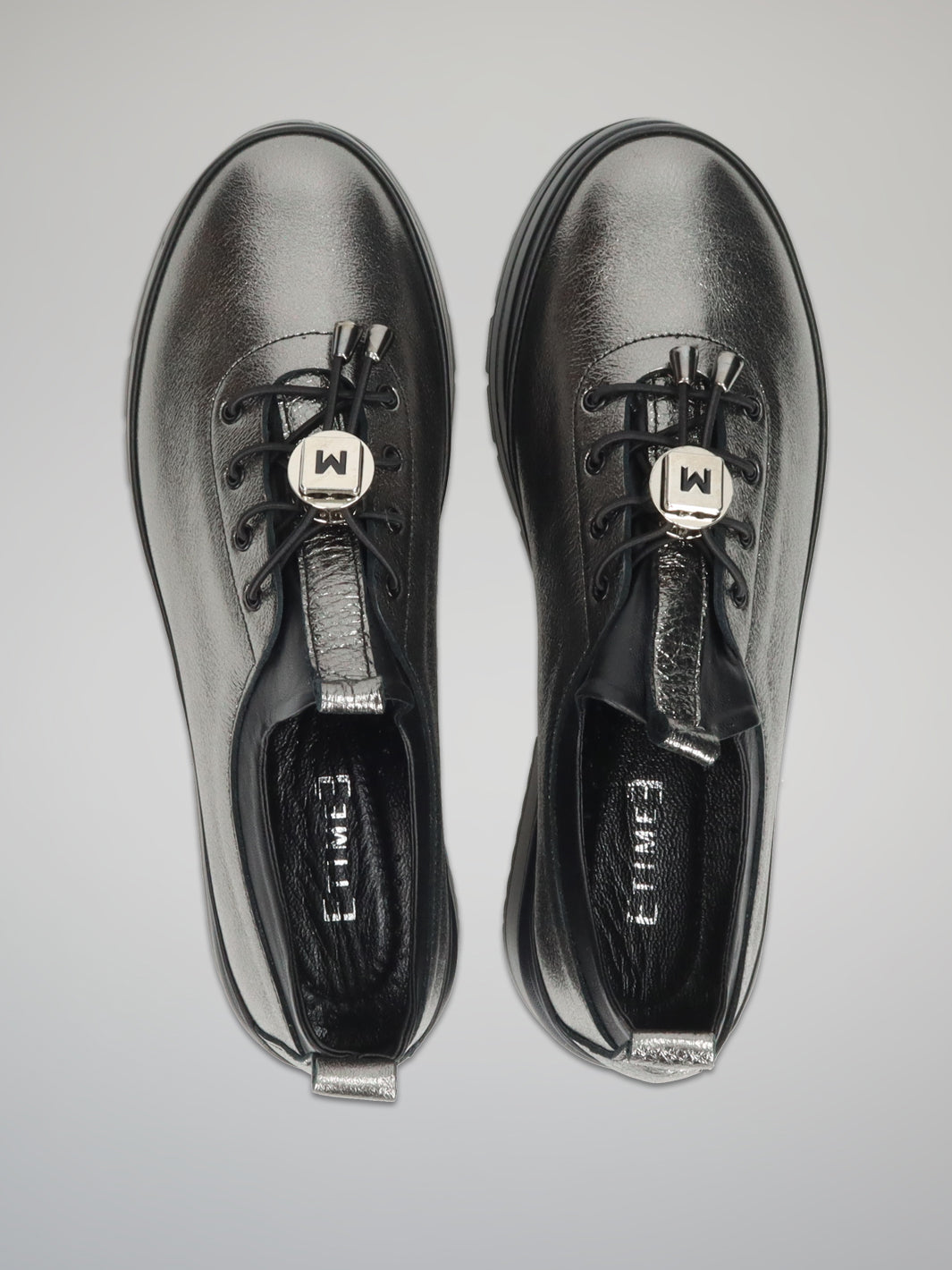 LEATHER LOW SHOES - METALLIC