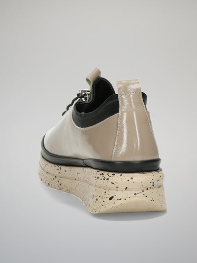 LEATHER LOW SHOES - BEIGE