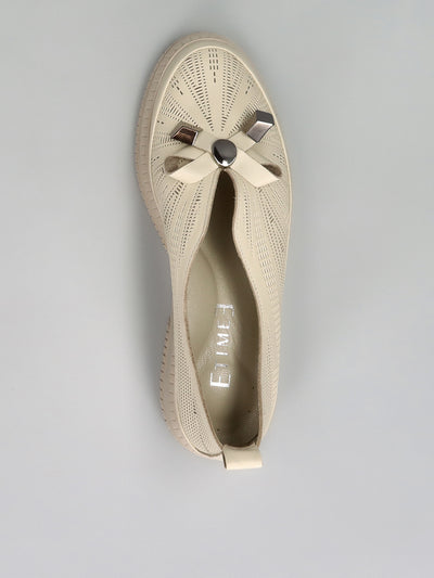 LEATHER LOW SHOES - BEIGE