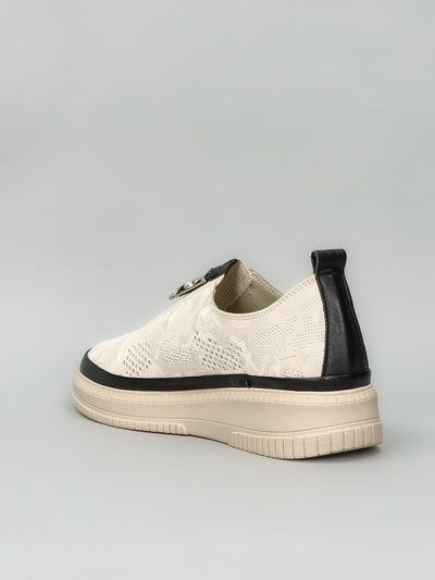 LEATHER LOW SHOES - BEIGE