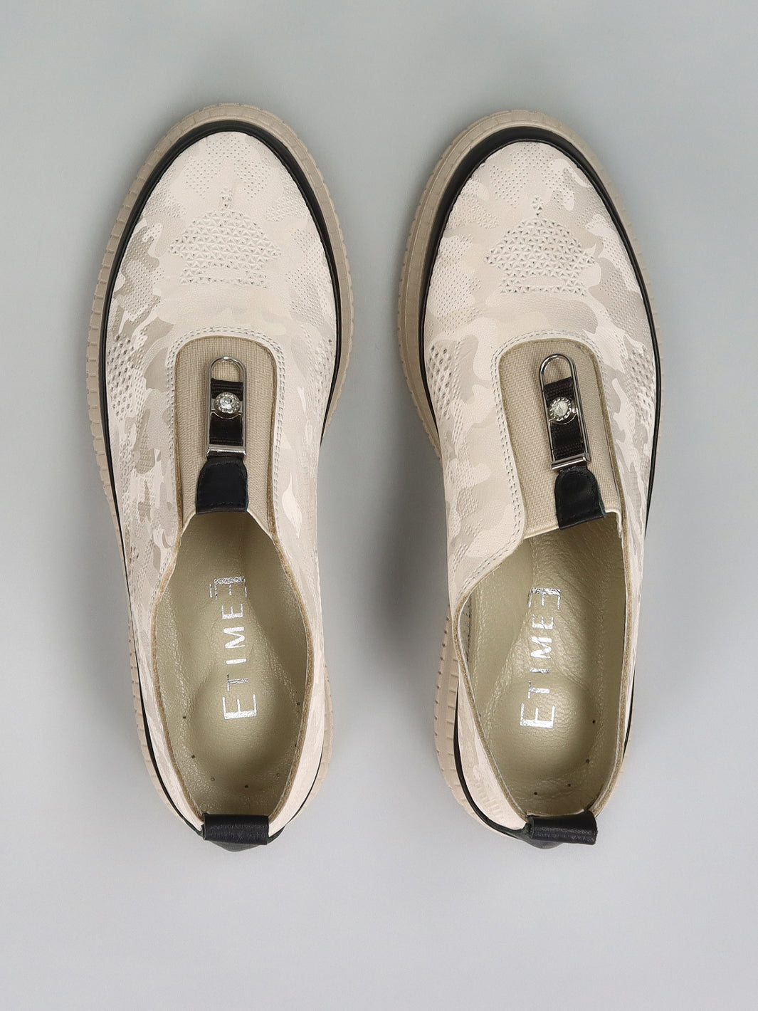 LEATHER LOW SHOES - BEIGE