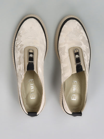 LEATHER LOW SHOES - BEIGE