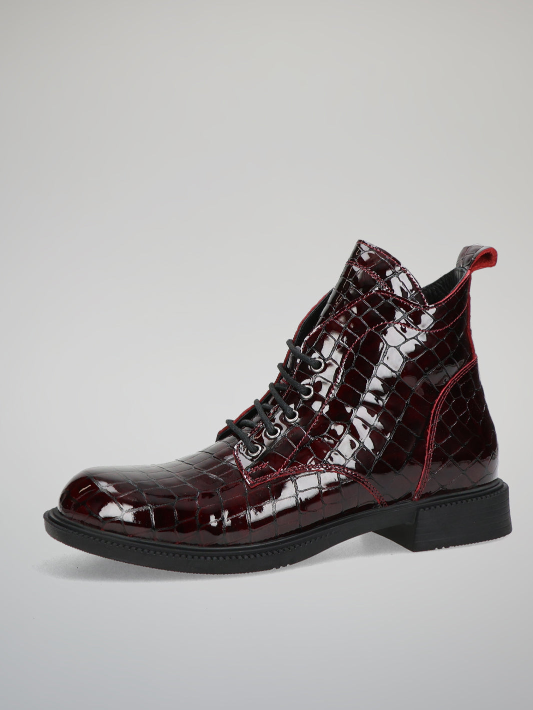 LEATHER ANKLE BOOTS - BURGUNDY