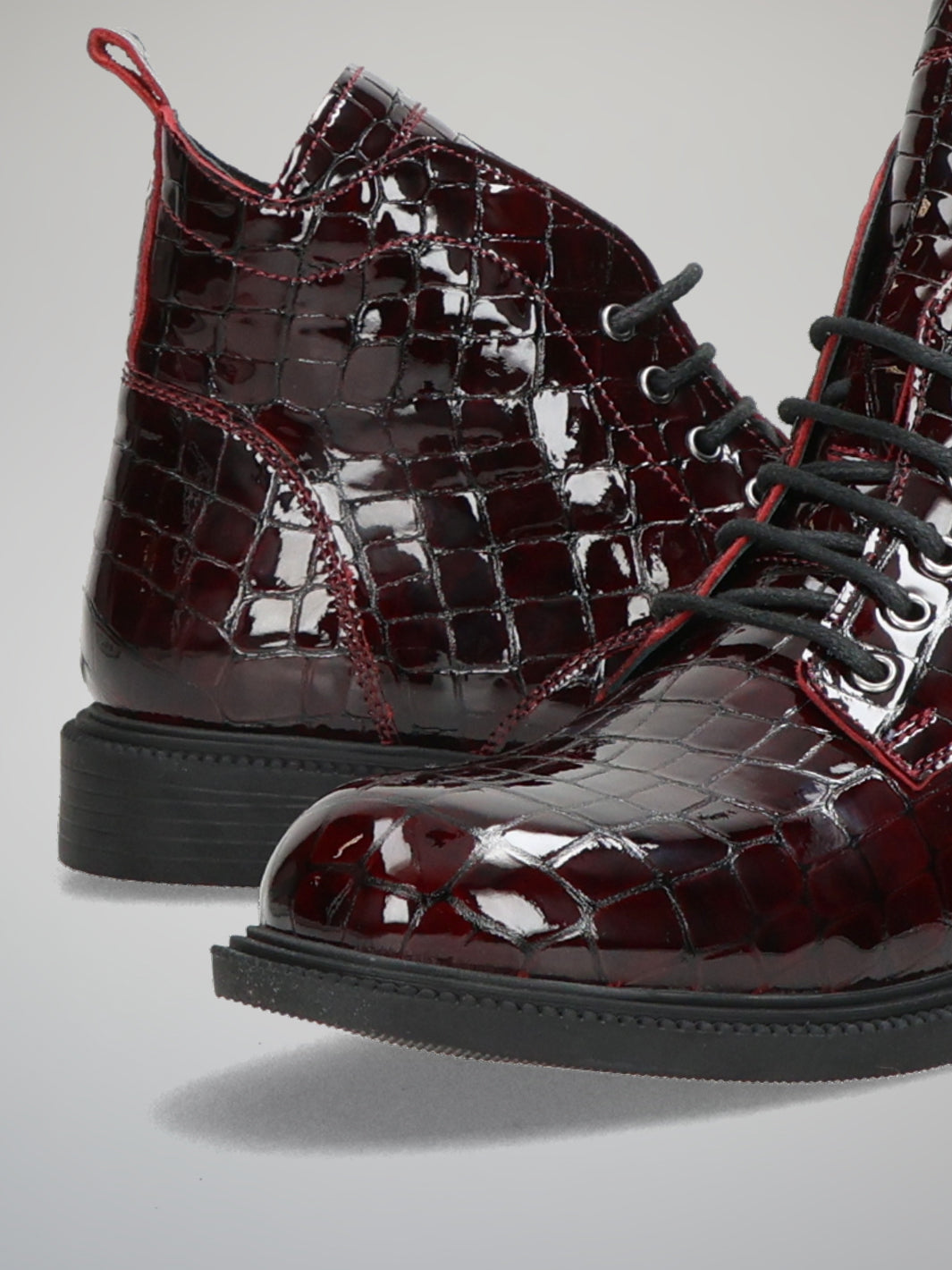 LEATHER ANKLE BOOTS - BURGUNDY