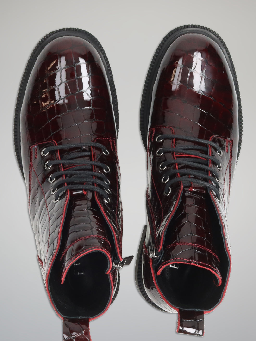 LEATHER ANKLE BOOTS - BURGUNDY