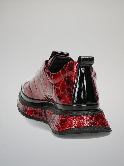 LEATHER SNEAKERS - RED