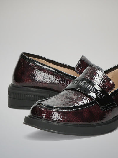 LEATHER LOW SHOES - BURGUNDY