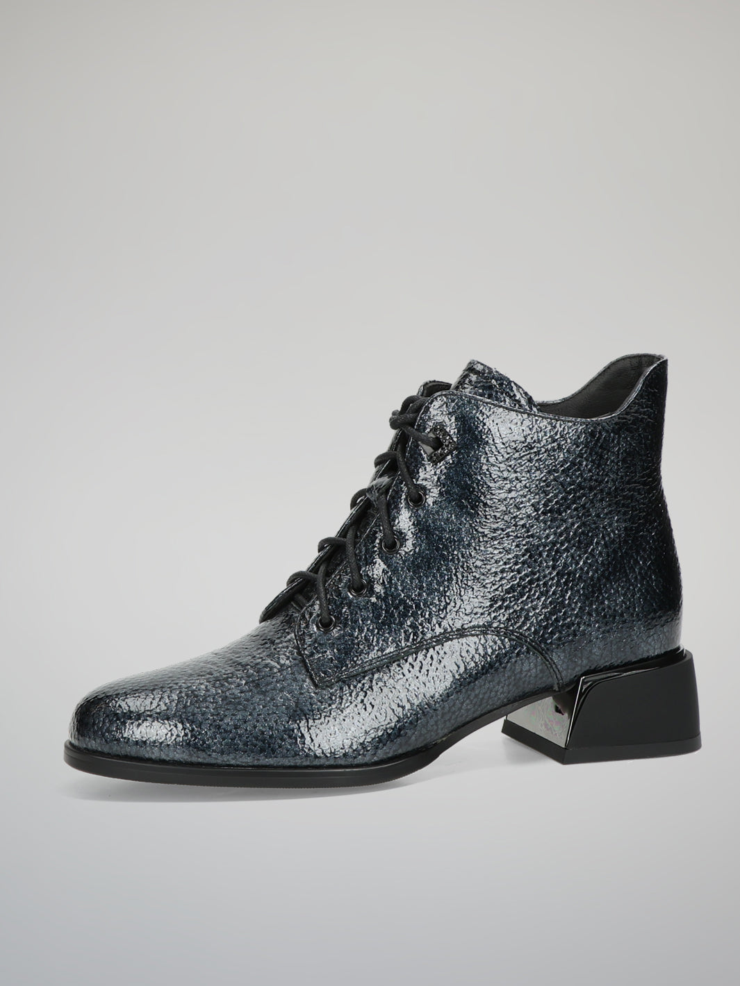LEATHER ANKLE BOOTS - DARK BLUE
