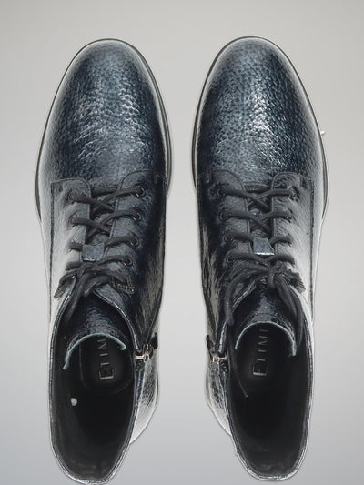 LEATHER ANKLE BOOTS - DARK BLUE