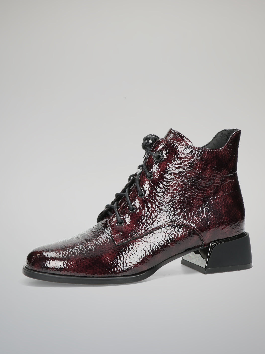 LEATHER ANKLE BOOTS - BURGUNDY