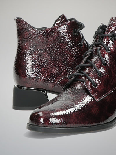LEATHER ANKLE BOOTS - BURGUNDY