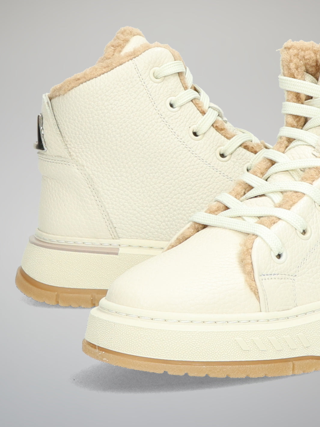 LEATHER ANKLE BOOTS - BEIGE