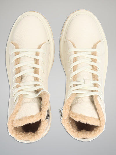 LEATHER ANKLE BOOTS - BEIGE