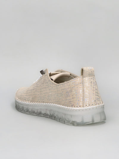 LEATHER LOW SHOES - BEIGE