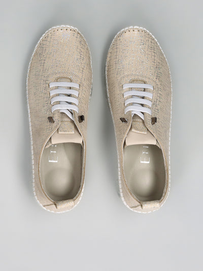 LEATHER LOW SHOES - BEIGE
