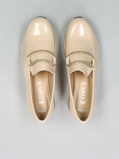 LEATHER LOW SHOES - BEIGE