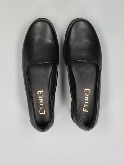 LEATHER LOW SHOES - BLACK