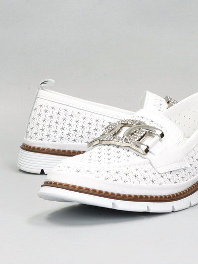 LEATHER LOW SHOES - WHITE