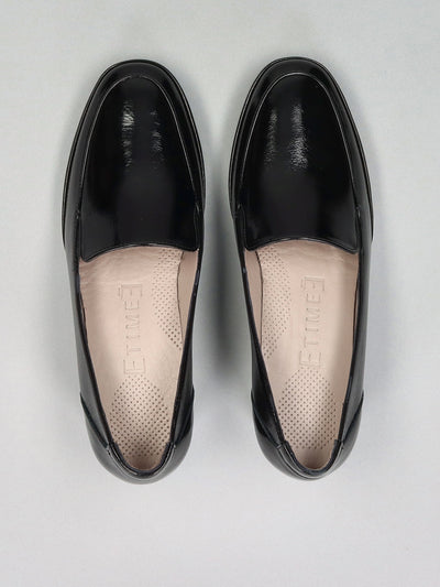 LEATHER LOW SHOES - BLACK