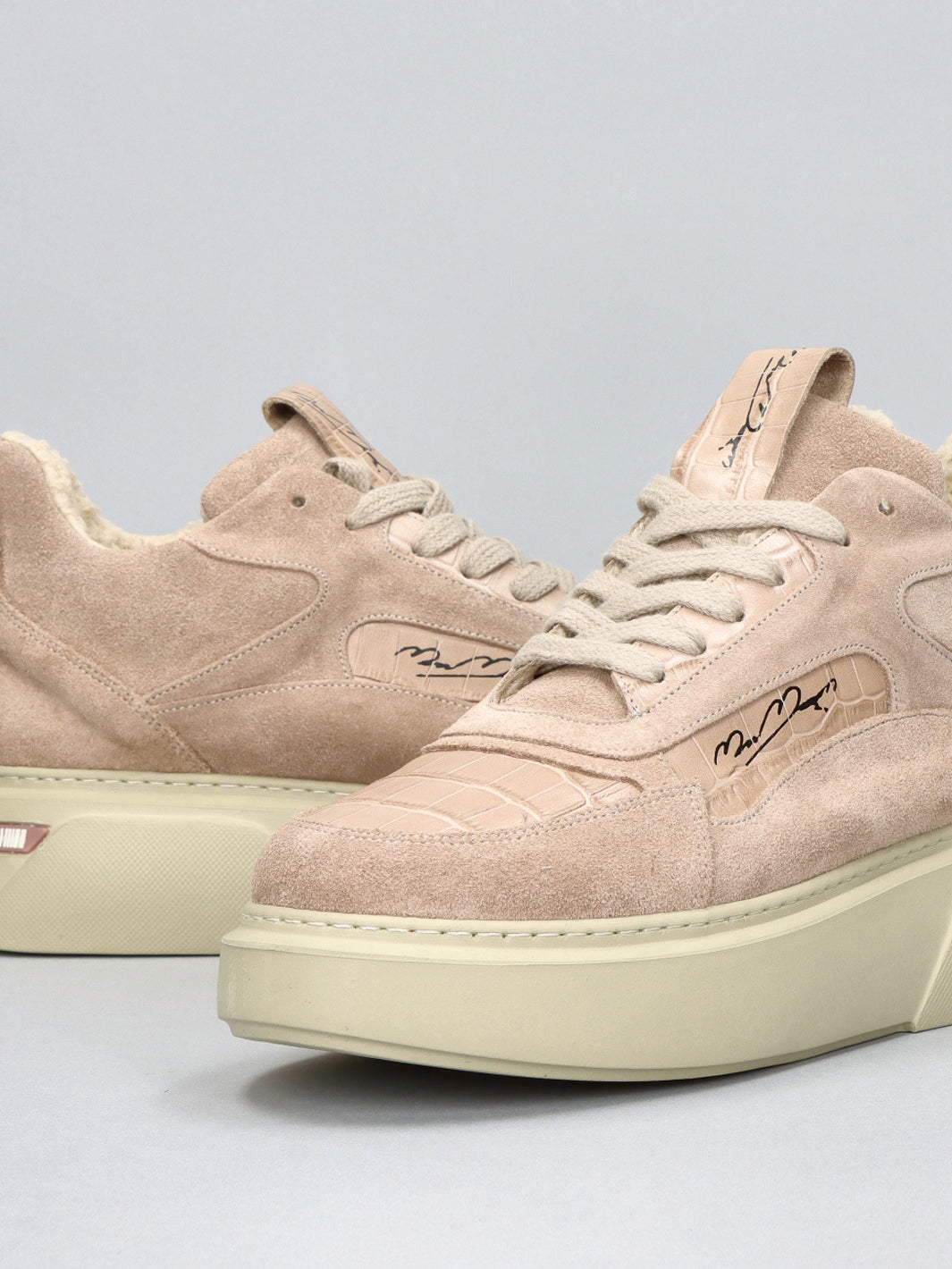 LEATHER ANKLE SNEAKER - LIGHT PINK