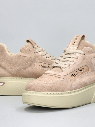 LEATHER ANKLE SNEAKER - LIGHT PINK