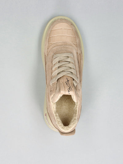 LEATHER ANKLE SNEAKER - LIGHT PINK